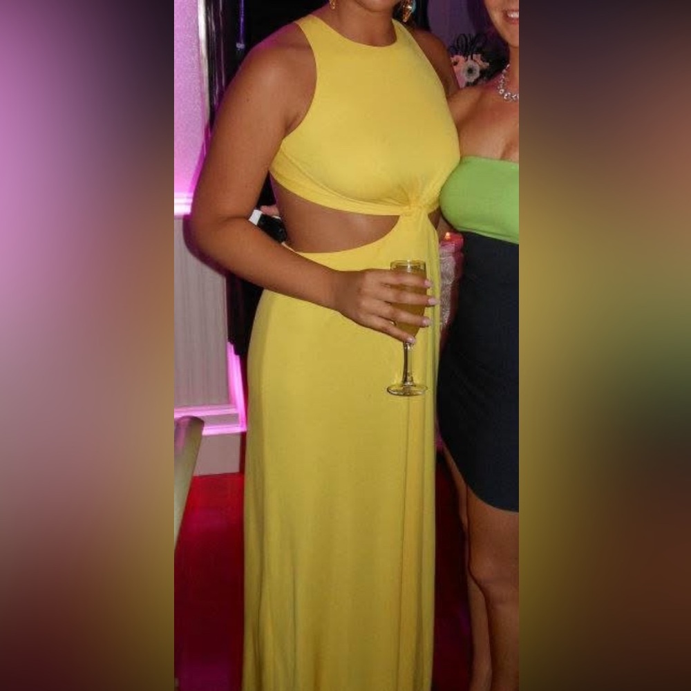 Yellow backless BCBG dress